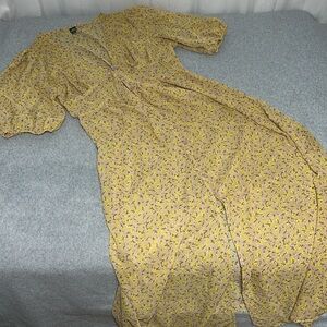 Cottagecore Fairy Maxi Dress Size 2XL Sheer Prairie Yellow Floral
